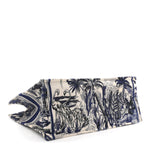 Canvas Embroidered Large Palm Tree Toile De Jouy Book Tote Blue