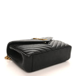 Sheepskin Matelasse Chevron Monogram Medium College Bag Black
