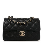 Lambskin Quilted Mini Rectangular Flap Black
