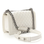 Caviar Quilted Medium Boy Flap White