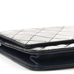 Patent Quilted Wallet On Chain WOC Navy Blue
