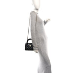 Shiny Aged Calfskin Quilted Nano Kelly Shopper Black