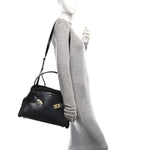Calfskin Shearling Medium Hug Bag Black