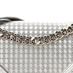 Metallic Patent Micro-Cannage Medium Diorama Flap Bag Silver
