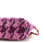 Tweed Quilted Mini Clutch With Chain Purple