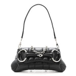 Nappa Vertical Matelasse Small Maxi Horsebit Chain Shoulder Bag Black