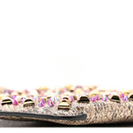 Metallic Snakeskin Embossed Spikes Loubiposh Clutch Gold Pink