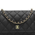 Caviar Quilted Wallet on Chain WOC Black