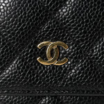 Caviar Quilted Wallet On Chain WOC Black