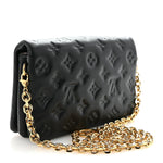 Lambskin Embossed Monogram Pochette Coussin Black