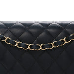 Lambskin Quilted Medium Double Flap Black