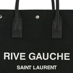 Linen Calfskin Rive Gauche North South Tote Black