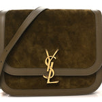 Suede Smooth Calfskin Monogram Medium Solferino Soft Satchel Olive