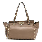 Vitello Small Rockstud Tote Beige