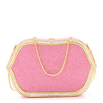 Swarovski Crystal Minaudière Clutch Pink