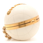 Lambskin Quilted Sphere Minaudiere Chain Clutch White