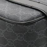 GG Supreme Monogram Textured Dollar Calfskin Retro Interlocking G Flap Messenger Bag Black