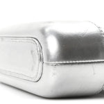 Metallic Lambskin Calfskin Quilted Small Gabrielle Clutch With Chain Silver