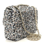 Sequin Mini Flap Gray Black White Pearly White