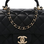 Lambskin Quilted Mini Top Handle Rectangular Flap Black
