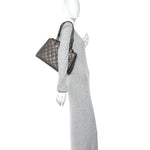 Metallic Goatskin Quilted Large City Rock Shopping Bag Silver
