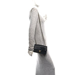 Lambskin Chevron Quilted Mini Rectangular Flap Black