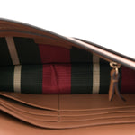 GG Supreme Monogram Textured Calfskin Emblem Super Mini Shoulder Bag Beige Dark Brown