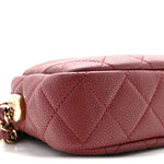 Caviar Quilted Mini Coco Tassel Camera Case Burgundy