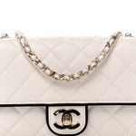 Lambskin Quilted Resin CC Mini Flap Bag White Black