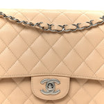 Caviar Quilted Medium Double Flap Beige