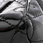 Patent Quilted Large Coco Shine Shopping Tote Black