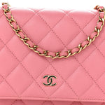 Caviar Quilted Wallet on Chain WOC Pink