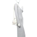 Lambskin Handle Crush Top Handle Flap Bag White