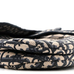 Oblique Embroidered Saddle Bag Blue