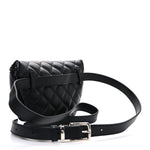 Lambskin Quilted Waist Belt Bag Black