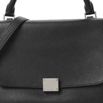 Drummed Calfskin Suede Small Trapeze Black