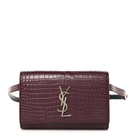 Calfskin Crocodile Embossed Monogram Kate Belt Bag Burgundy