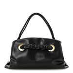 Smooth Calfskin Eyelet Small Top Handle Bag Black