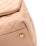 Caviar Lizard Quilted Small Coco Handle Flap Beige