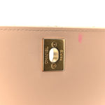Calfskin Quilted Pearl Jewel Chain Flap Beige