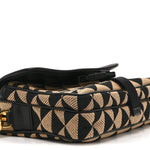 Jacquard Saffiano Triangolo Symbole Embroidered Pocket Single Snap Buckle Messenger Flap Bag  Black Corda