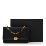 Lambskin Quilted Boy Wallet On Chain WOC Black