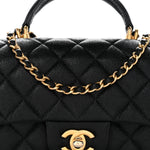 Caviar Quilted Mini Top Handle Rectangular Flap Black