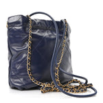 Shiny Calfskin Quilted Mini Chanel 22 Navy Blue