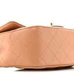 Lambskin Quilted Mini Top Handle Rectangular Flap Dark Beige