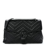 Soft Calfskin Matelasse Medium GG Marmont Shoulder Bag Black