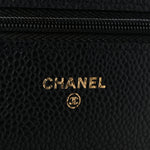 Caviar Quilted Wallet on Chain WOC Black