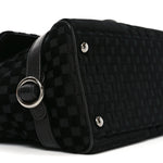 Velvet Checkered Flap Bag Black