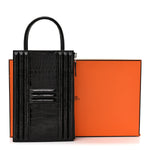 Shiny Porosus Crocodile Lisse Kelly Cadena Clutch Black