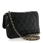Caviar Fabric Foldable Tote Bag With Chain Black Multicolor
